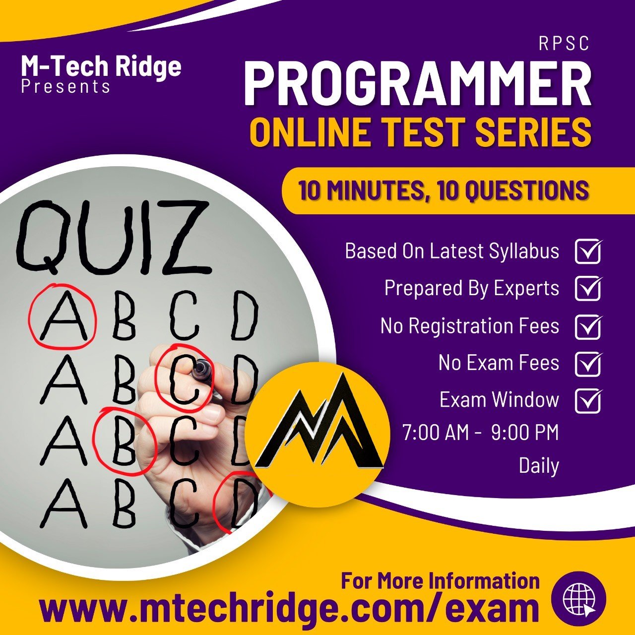 RPSC Programmer Daily Online Exam | Free Daily Online Test Series